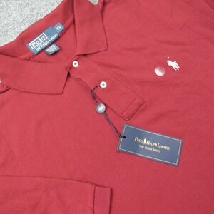 Polo Ralph Lauren Shirt Men Extra Large Polo Dark Red Thoroughbred The Mesh Shir
